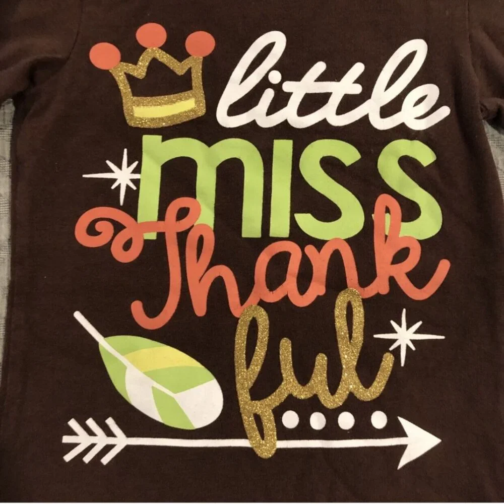 Boutique XS (2-3Y) Thanksgiving Tee Shirt Little Miss Thankful